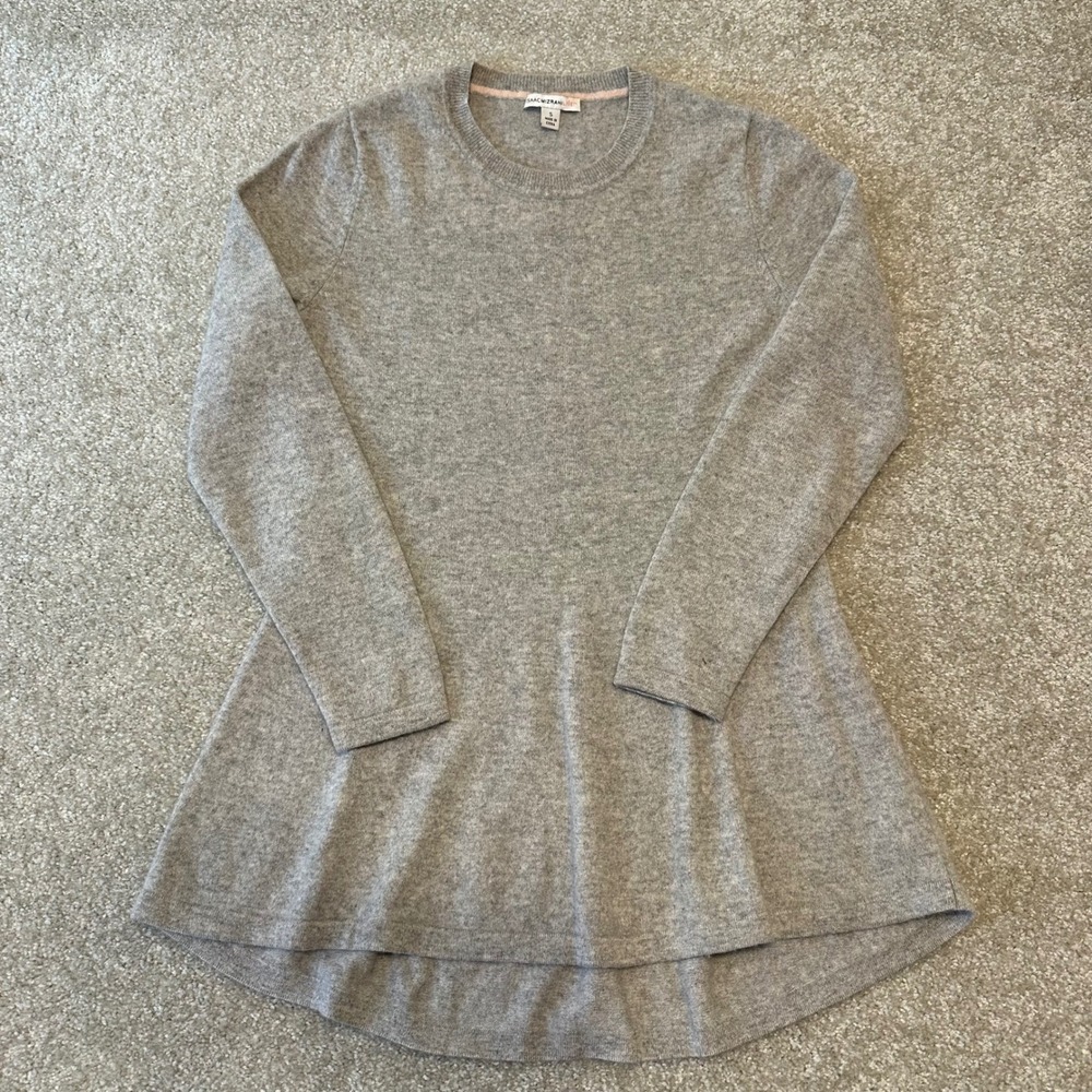Isaac Mizrahi Live! Gray Cashmere Crew Neck Sweater Dress Aline Short Size S